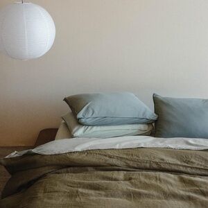 Morrow Soft Goods Heirloom Linen Duvet Cover in Fern